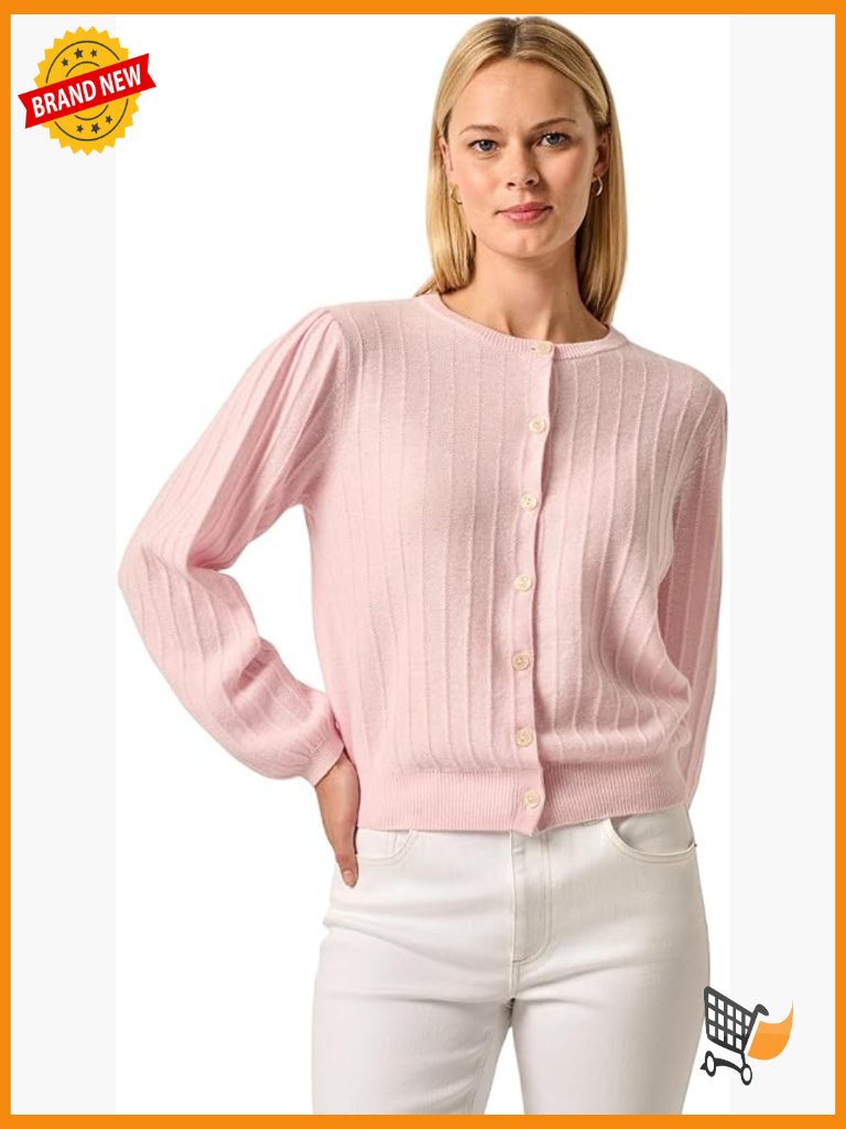 Wool Cashmere Blend Cardigan With Pointelle Ladder Stitch